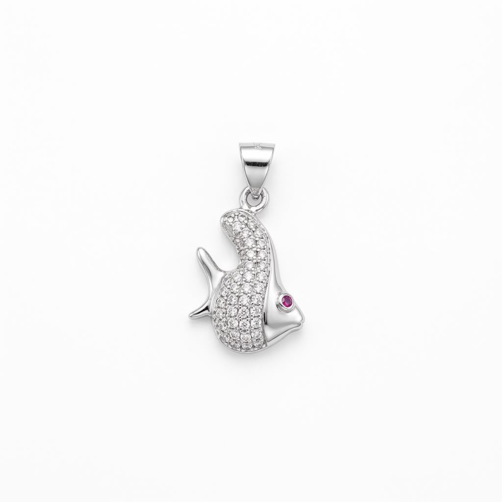 925 Silver Red Eye Fish Pendant