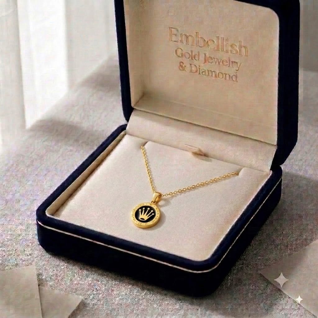 18K Real Gold Crown Inspired Necklace