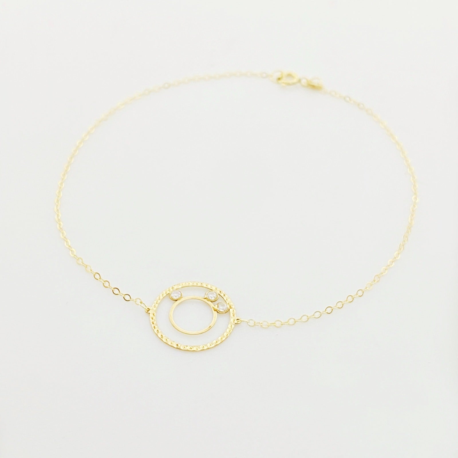 18K Real Gold 3 Stone Circle Set - Embellish Gold