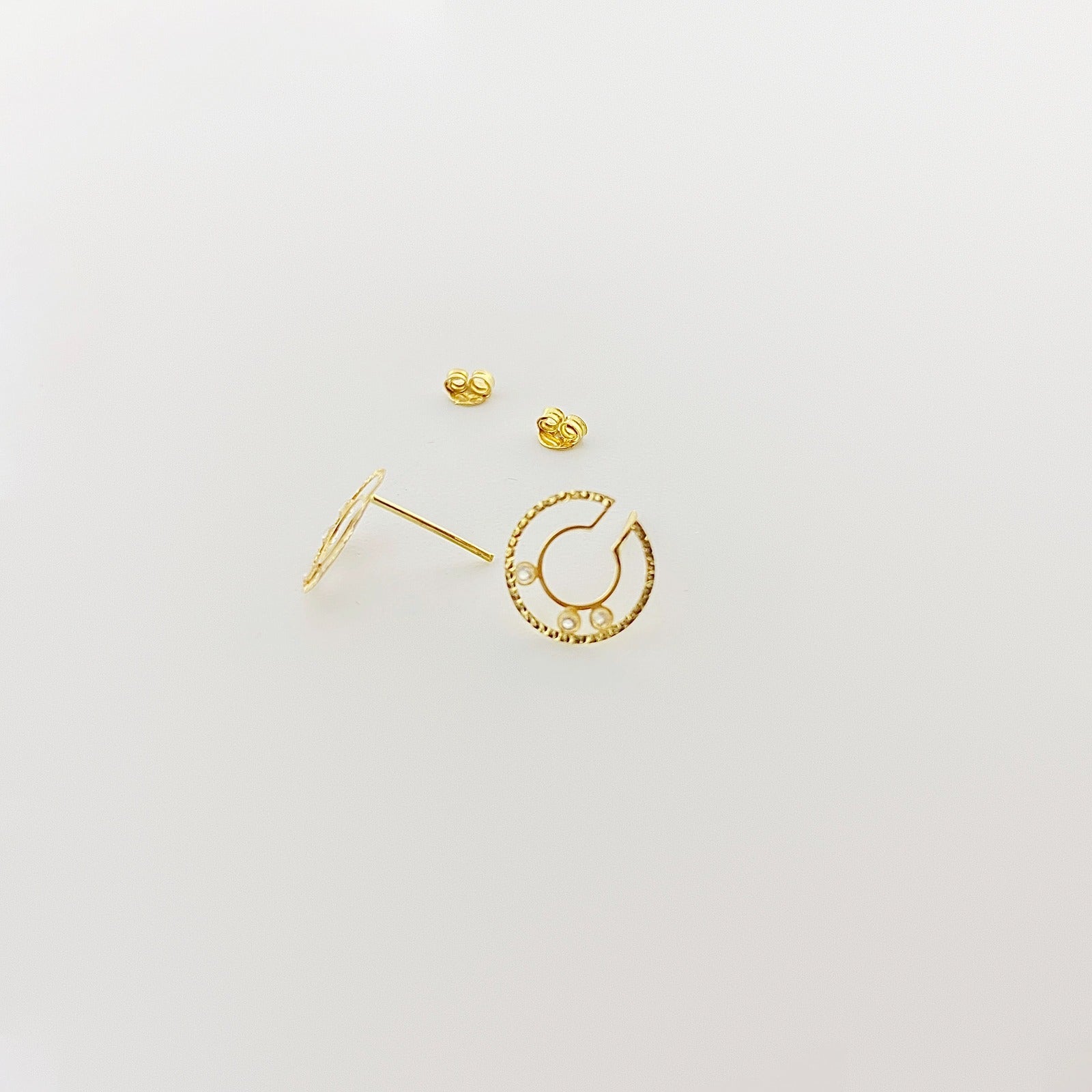 18K Real Gold 3 Stone Cut Circle Set - Embellish Gold