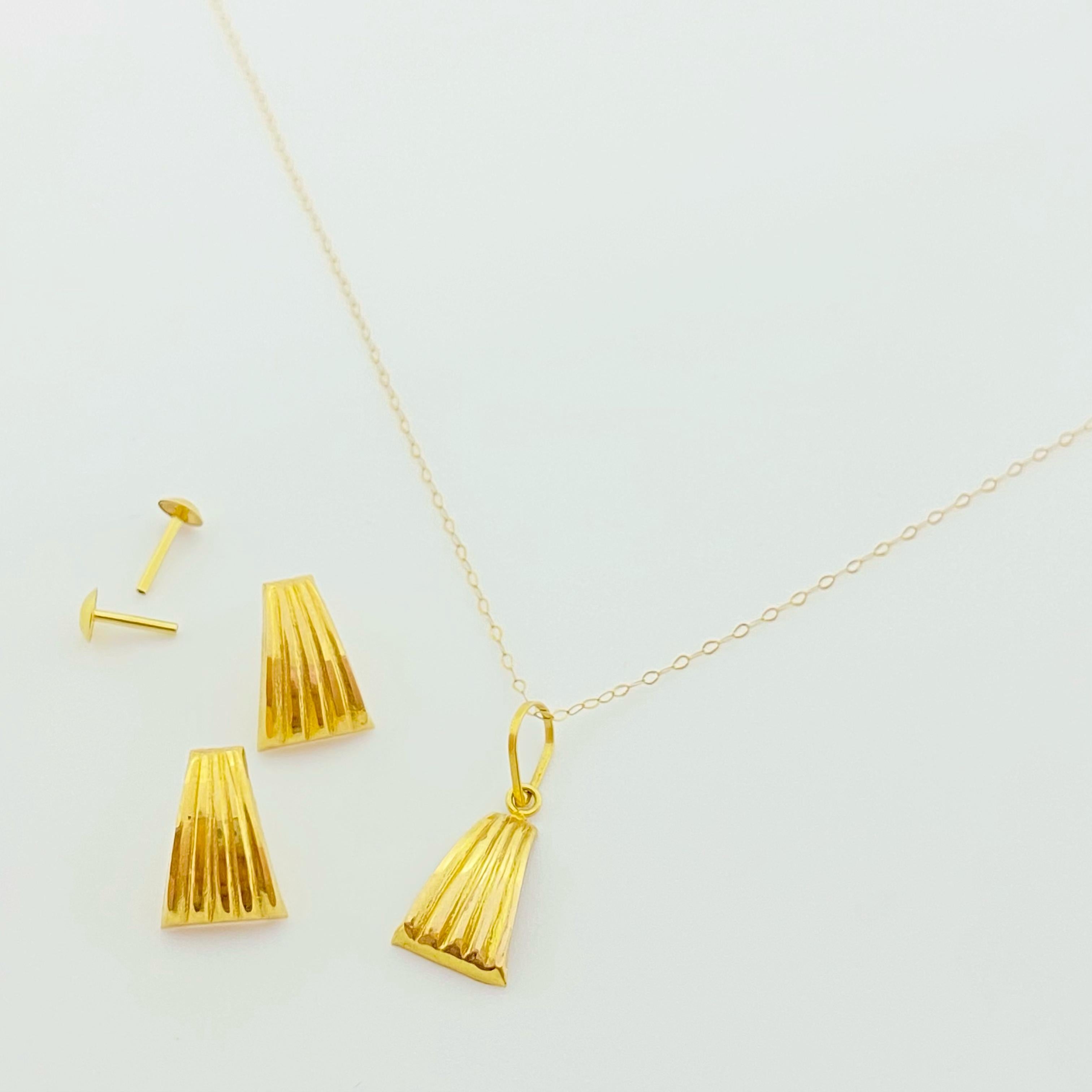 18k Gold Half cut shell Jewelry Set