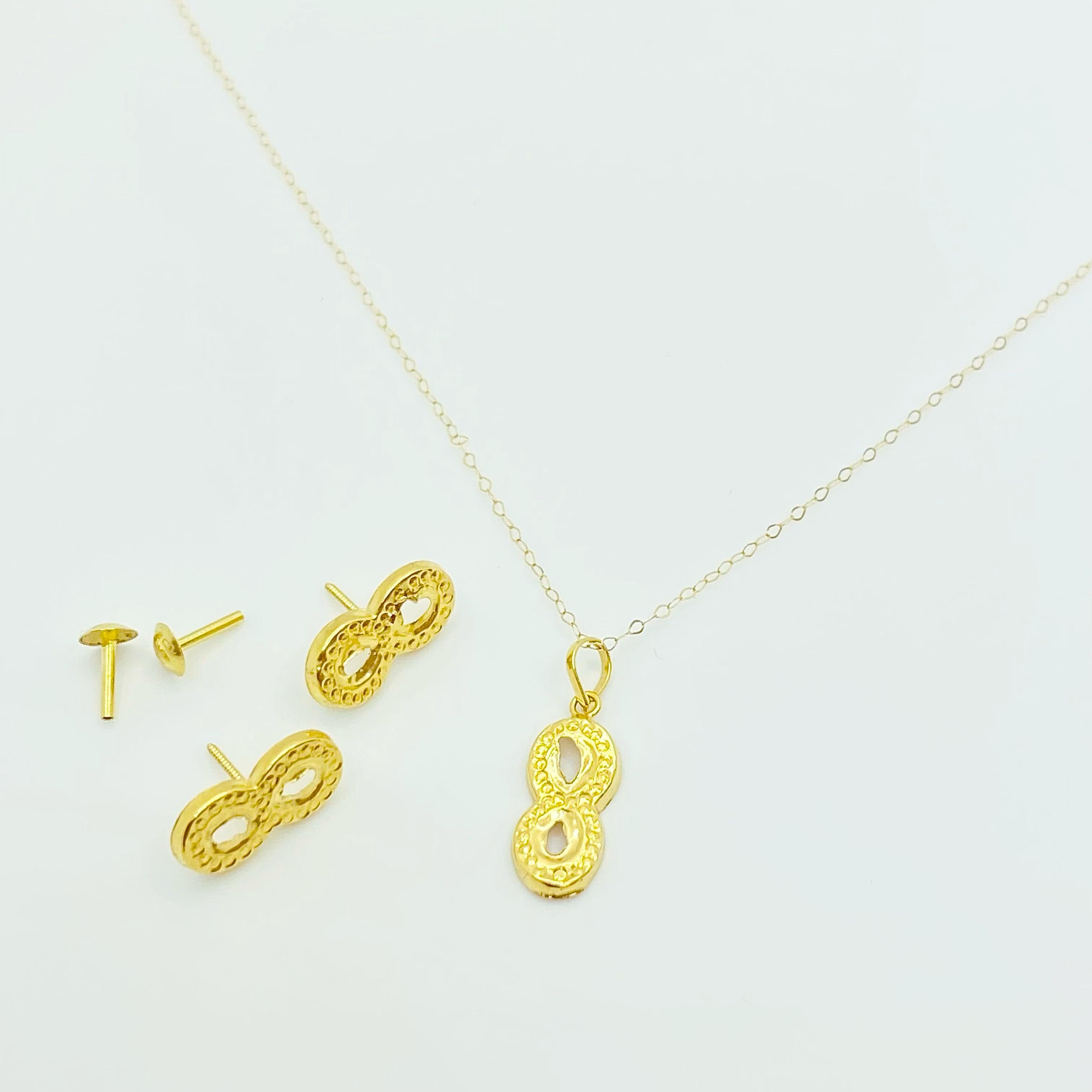 18k Gold infinity dot Jewelry Set