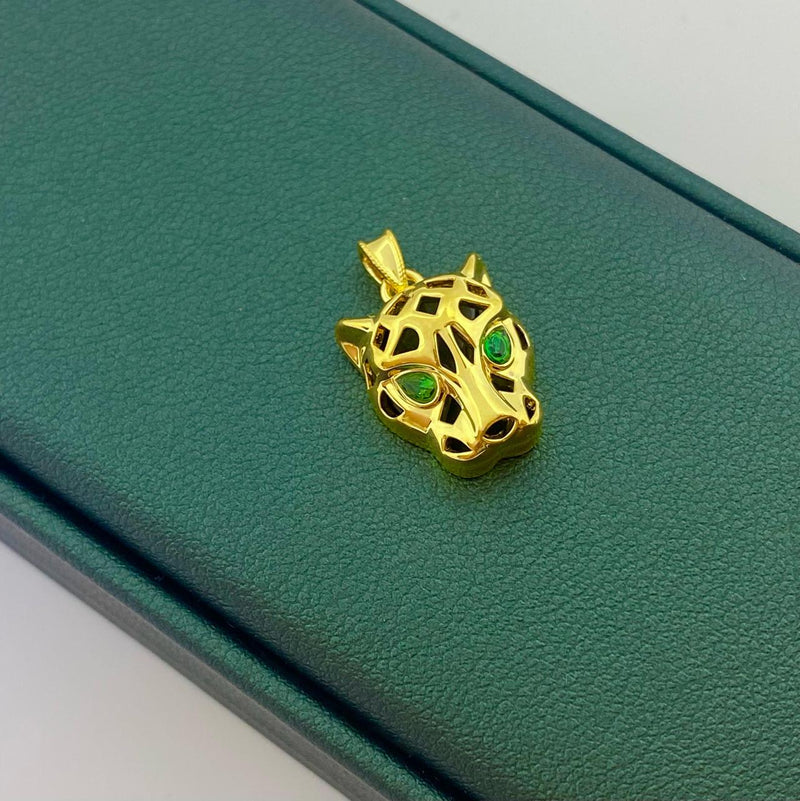 18k Gold Panther Pendant with Black Stone - 18k Gold Pendant - Embellish Gold