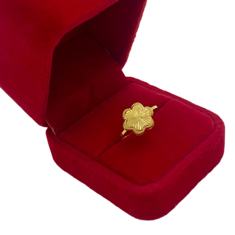 18k Gold Flower Lines Rings - 18k Gold Ring - Embellish Gold