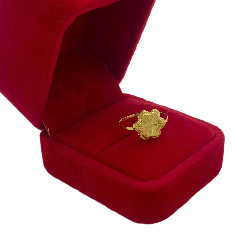 18k Gold Flower Lines Rings - 18k Gold Ring - Embellish Gold