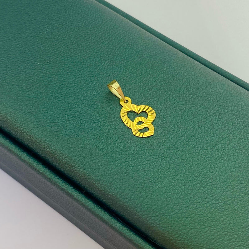 18k Two Heart Lovely Pendant - 18k Gold Pendant - Embellish Gold