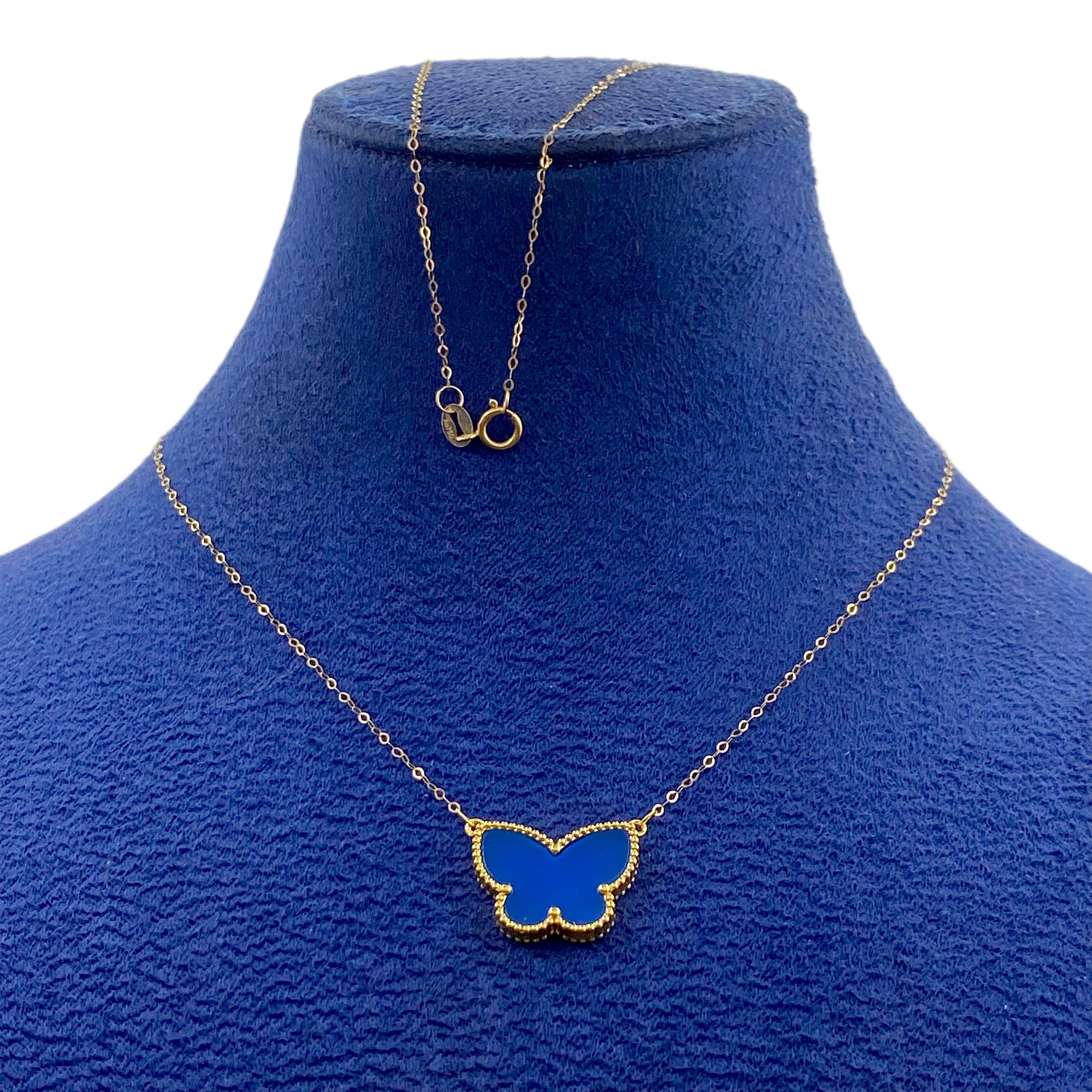 18k Blue Butterfly Necklace