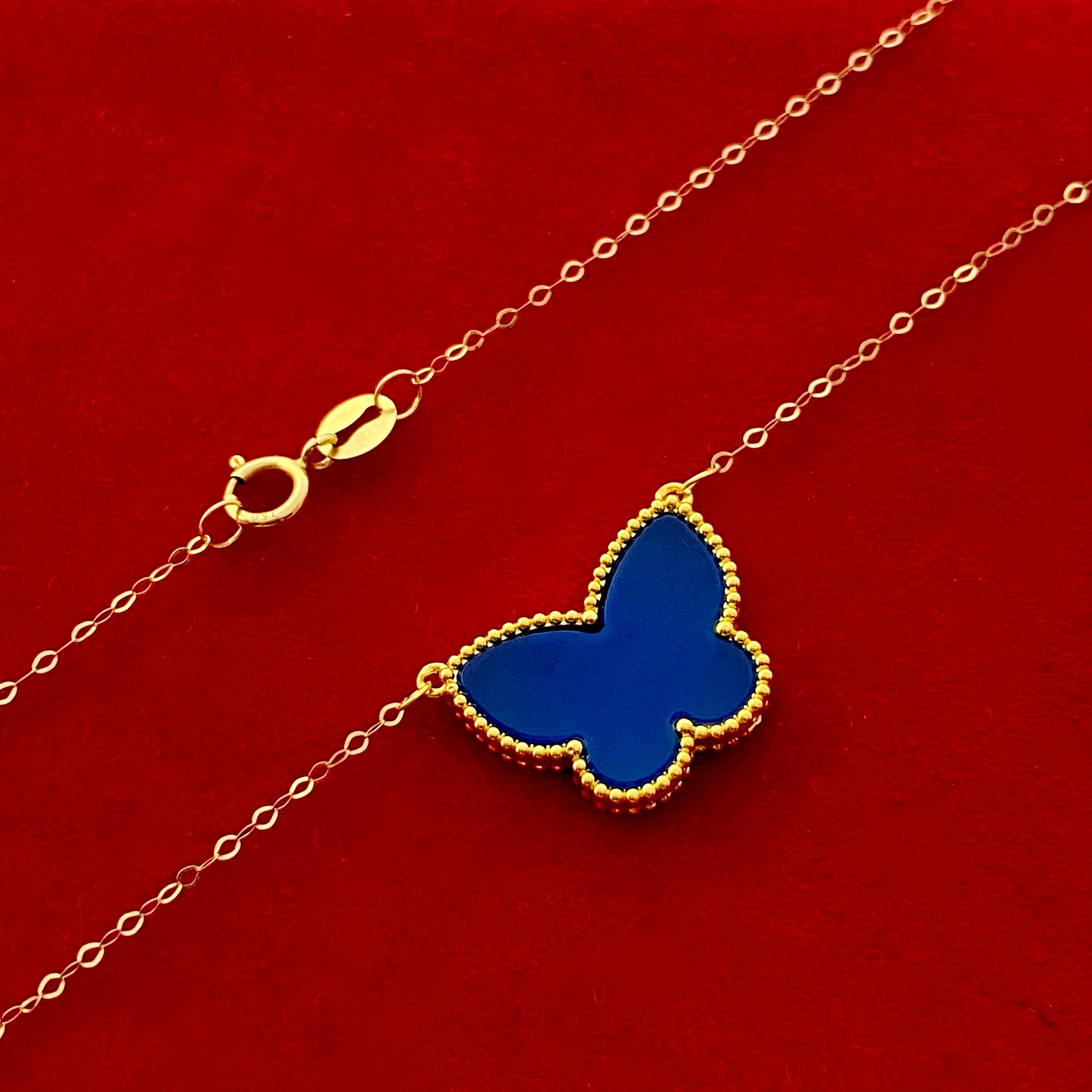 18k Blue Butterfly Necklace