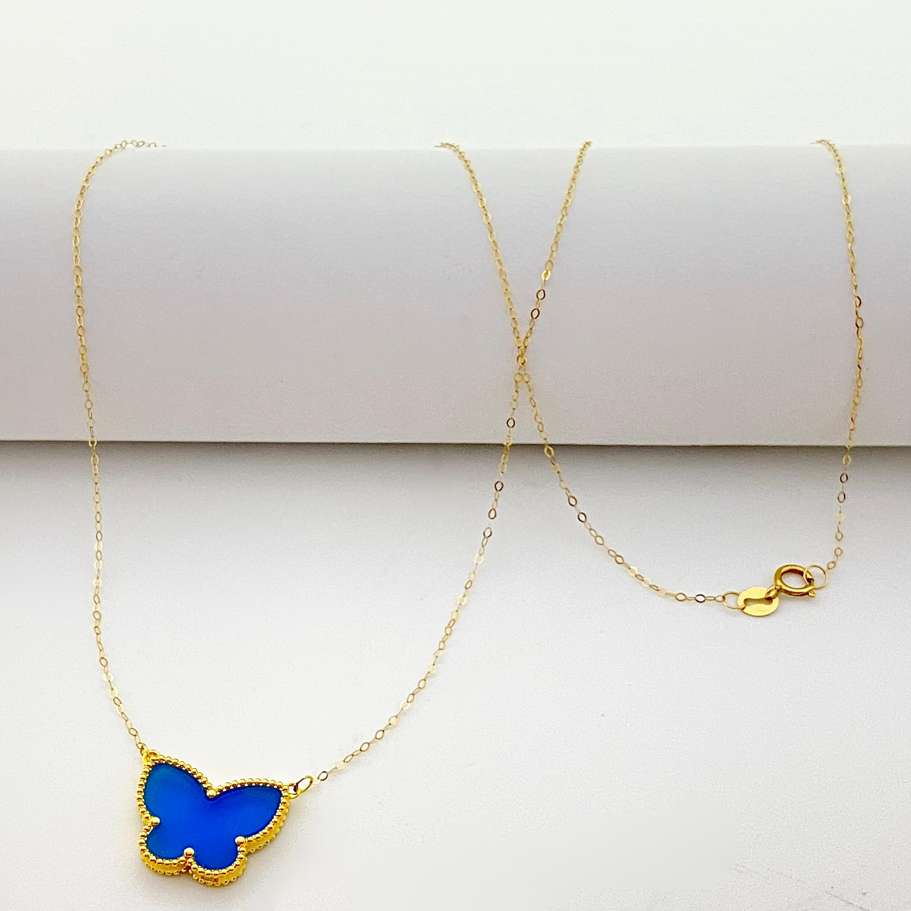 18k Blue Butterfly Necklace