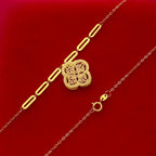 18k Gold Flower with Paperclip Necklace