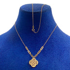 18k Gold Flower with Paperclip Necklace