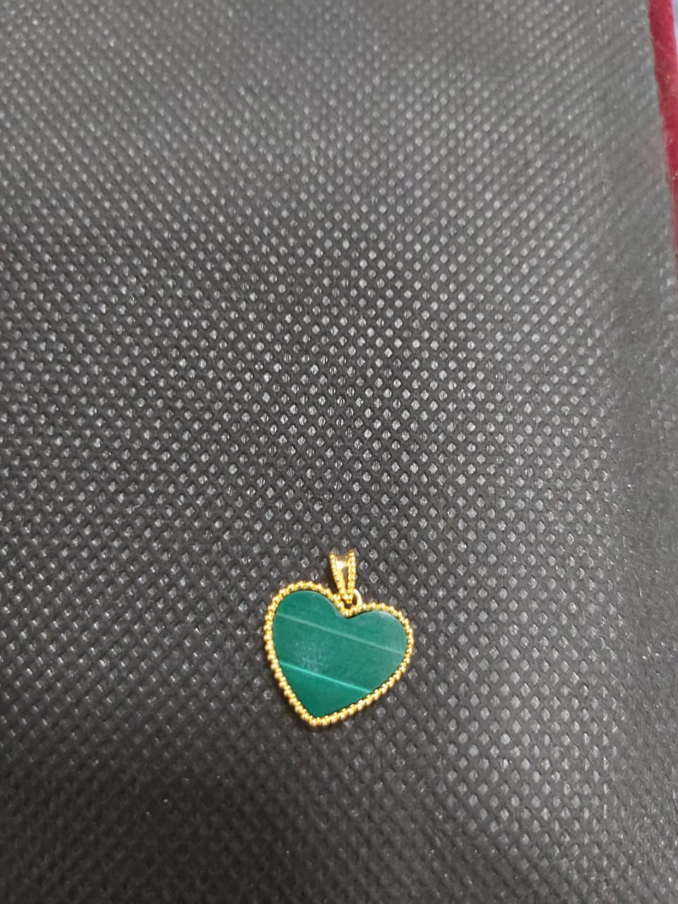 18k Gold Jade Heart Pendant