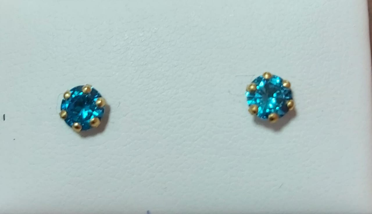 18k Gold Zircon Stone Earrings