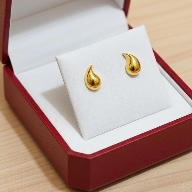 18K Real Gold Tear Drop Earrings - 18k Gold Earrings - Embellish Gold