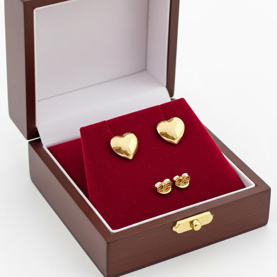 18K Real Gold Bubble Heart Earrings