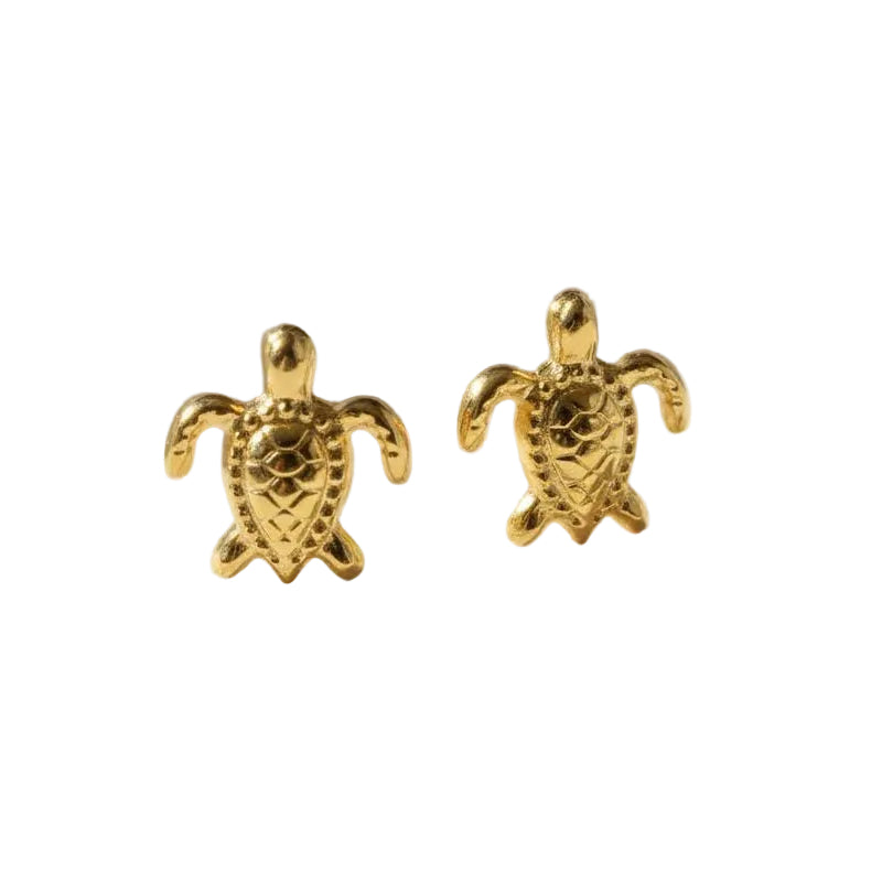 18K Real Gold Turtle Earrings