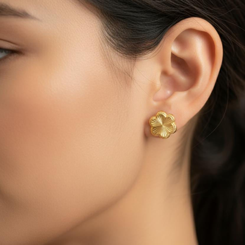 18K Real Gold CoCo Flower Earrings
