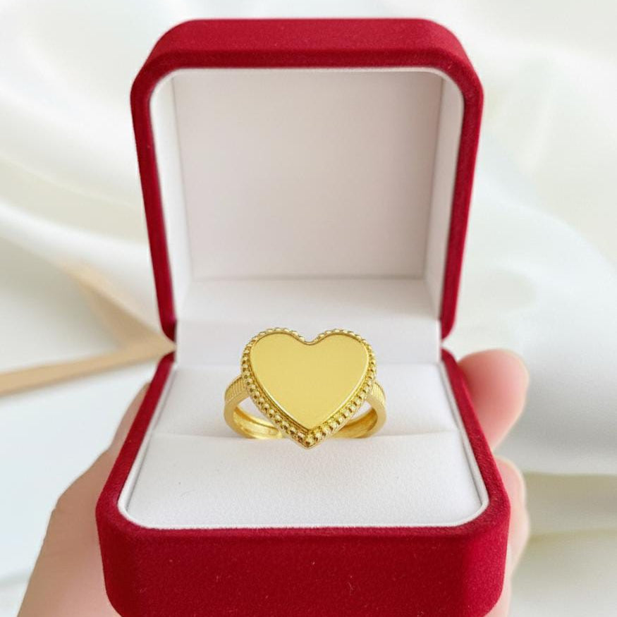 18k Gold Big Heart Ring