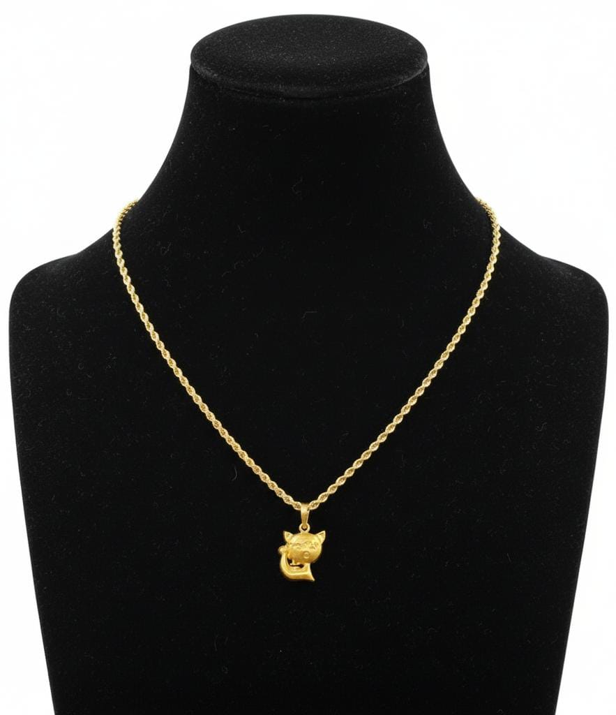 18k Gold Kitty Necklace - 18k Gold Necklace - Embellish Gold