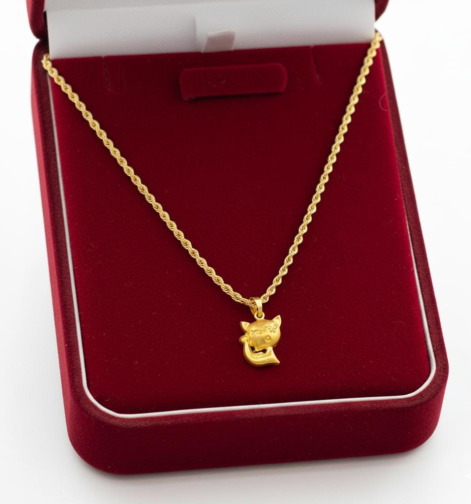 18k Gold Kitty Necklace
