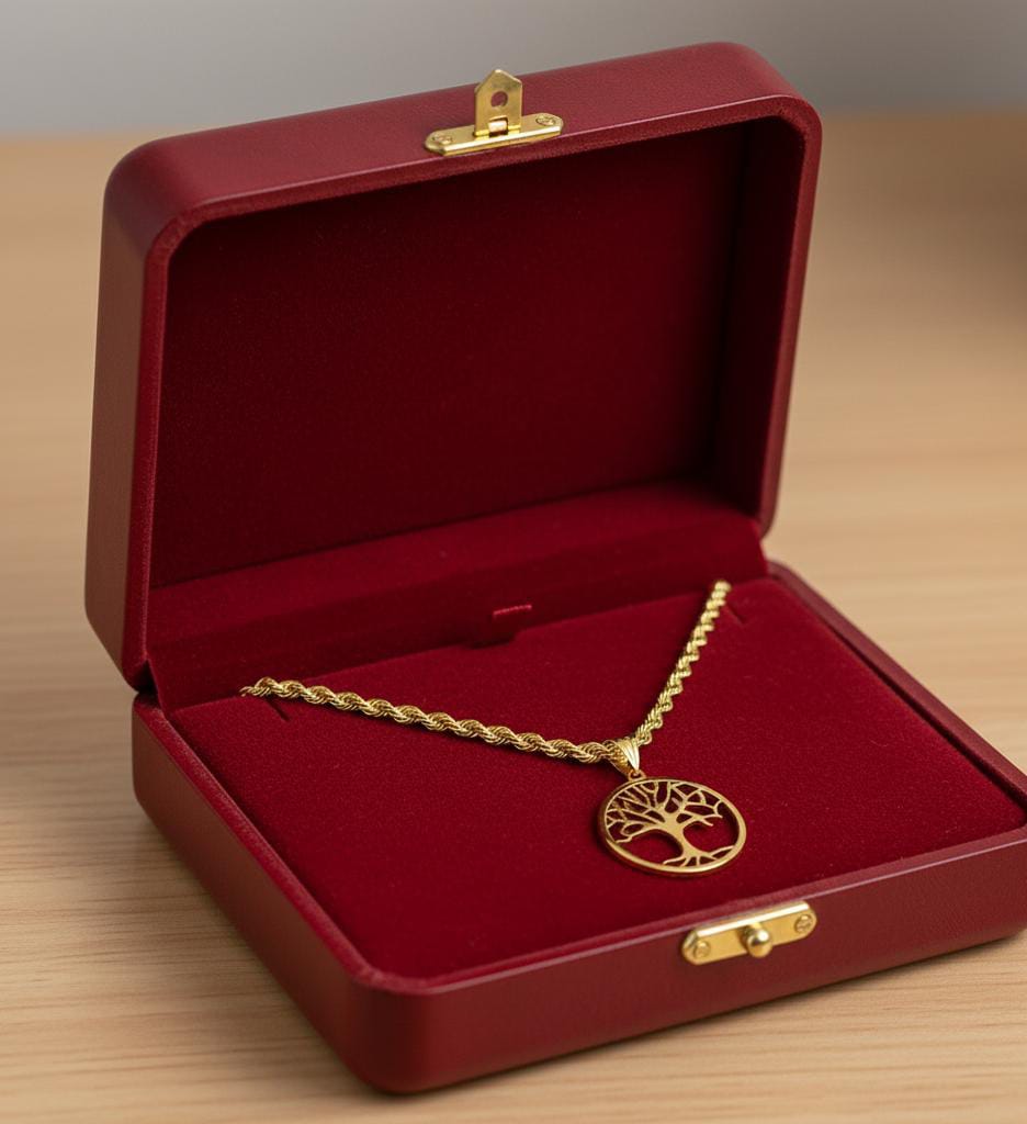 18k Gold Round Tree of Life Necklace