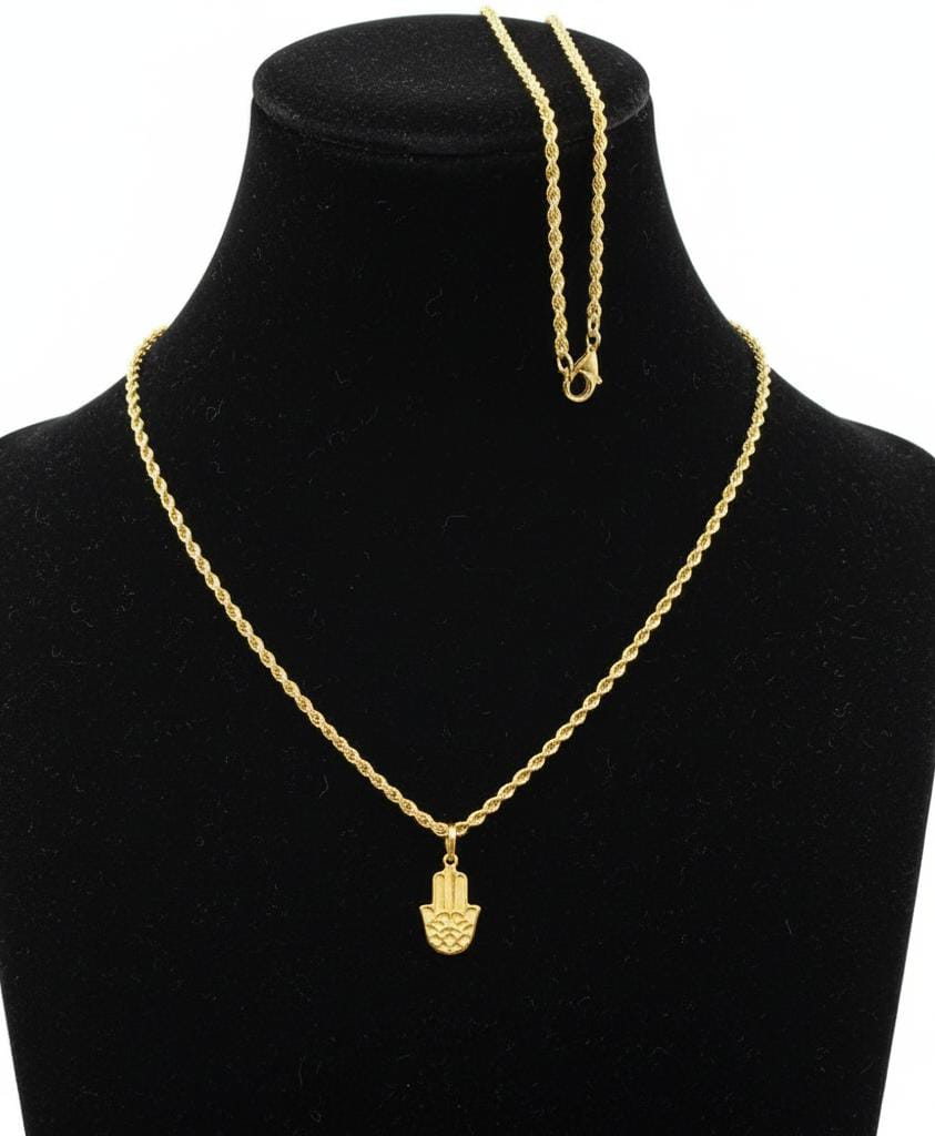 18k Gold Hamsa Necklace - 18k Gold Necklace - Embellish Gold