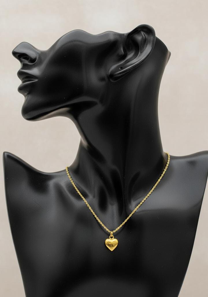 18k Gold Heart Stripe Necklace - 18k Gold Necklace - Embellish Gold