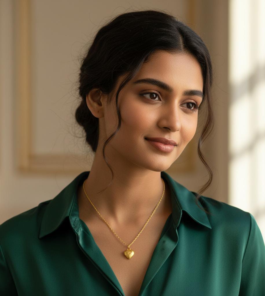 18k Gold Heart Stripe Necklace