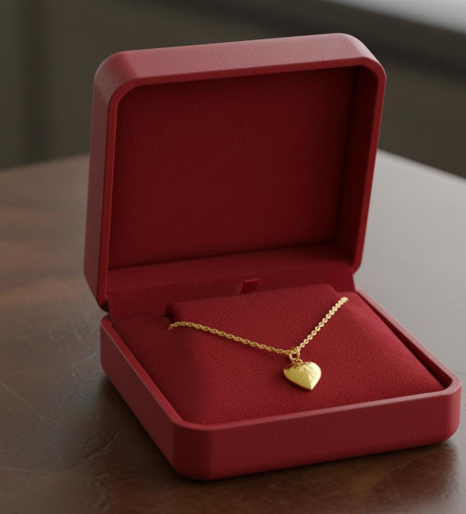 18k Gold Heart Stripe Necklace