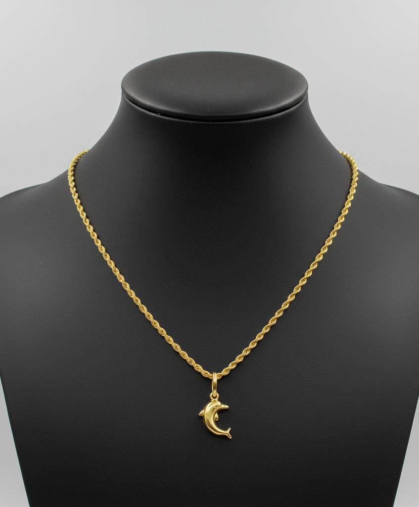 18k Gold Dolphin Necklace - 18k Gold Necklace - Embellish Gold