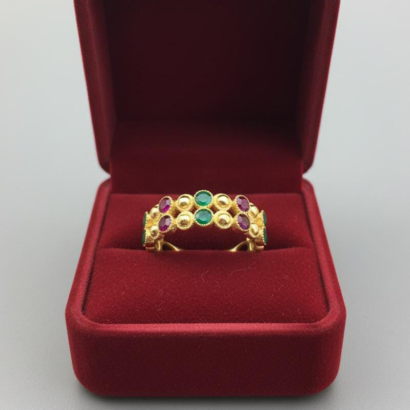 21k Gold Multi-Color Stone RIng - ad collection - Embellish Gold