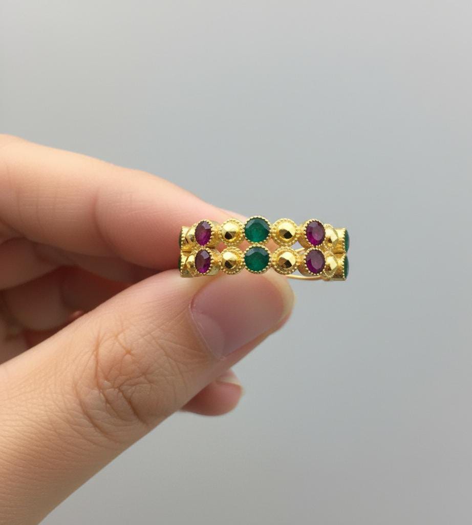 21k Gold Multi-Color Stone RIng