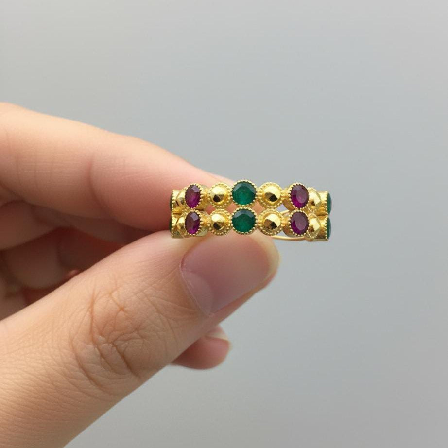 21k Gold Multi-Color Stone RIng - ad collection - Embellish Gold
