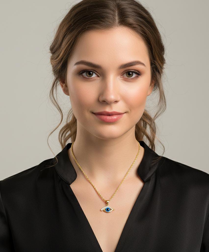 18k Gold Amulet Stone Necklace