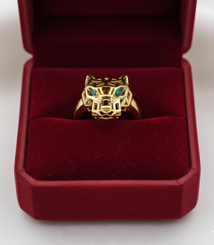 18k Gold Panther Solid RIng