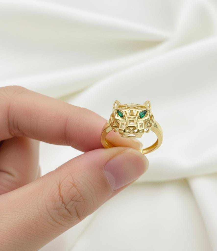 18k Gold Panther Solid RIng