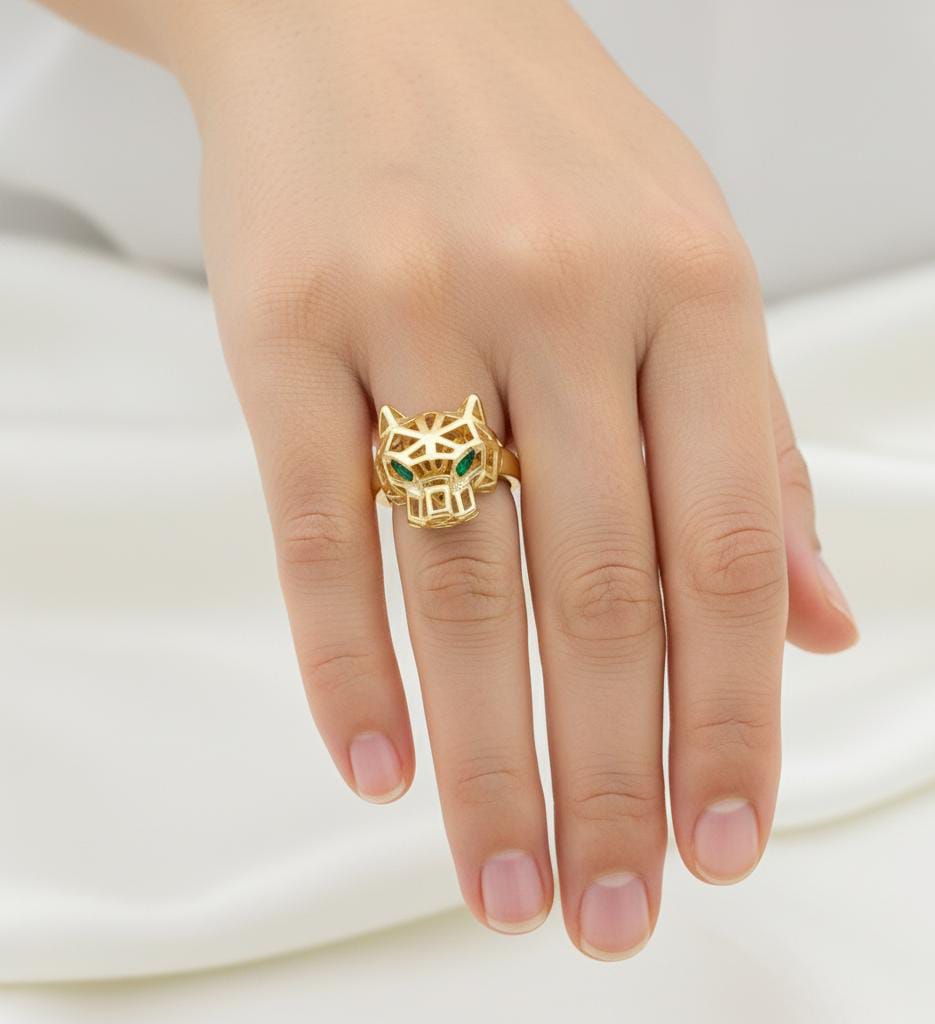 18k Gold Panther Solid RIng