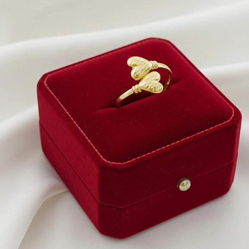 18k Gold Double Edge Heart Ring - 18k Gold Ring - Embellish Gold