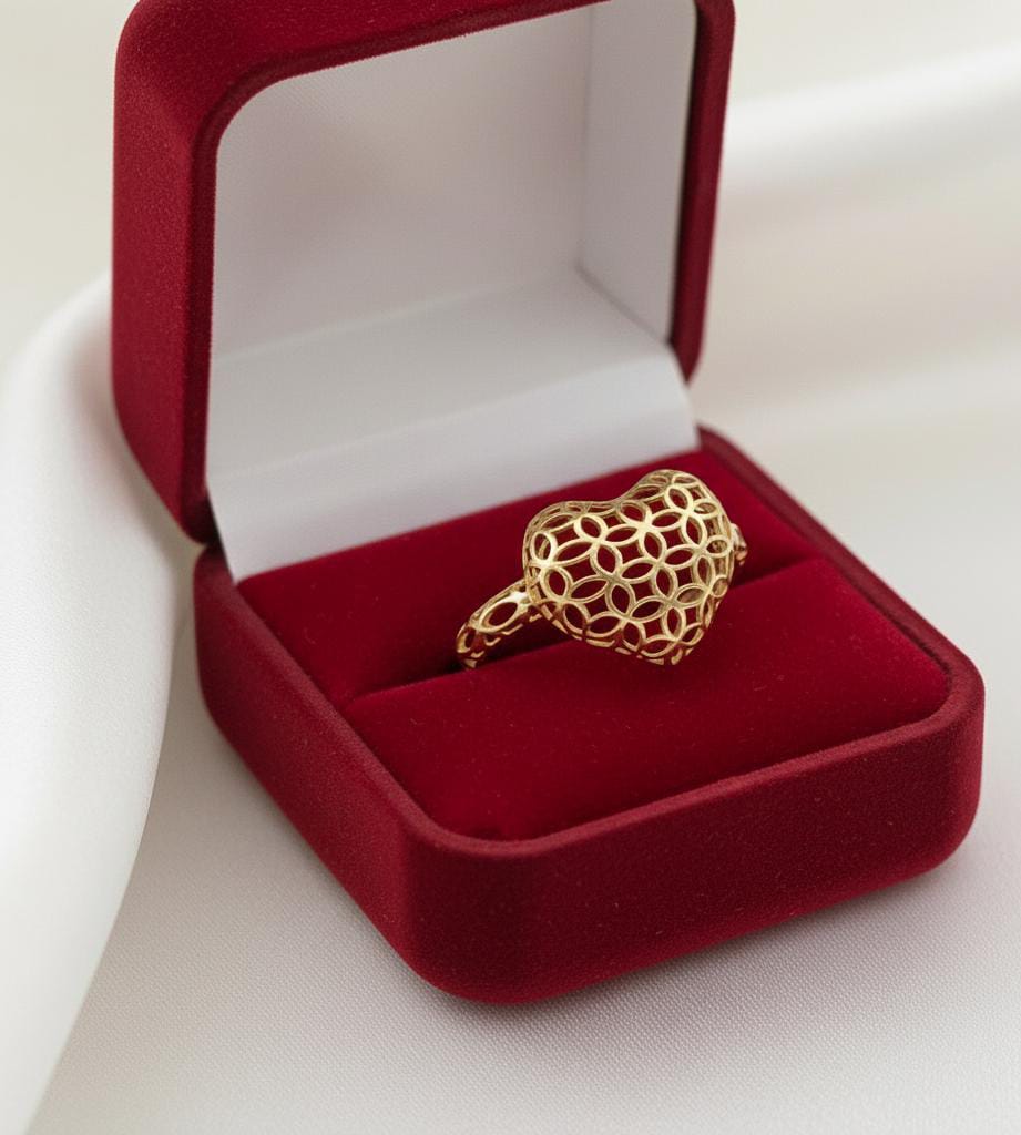 18k Gold Heart Money Ring - 18k Gold Ring - Embellish Gold