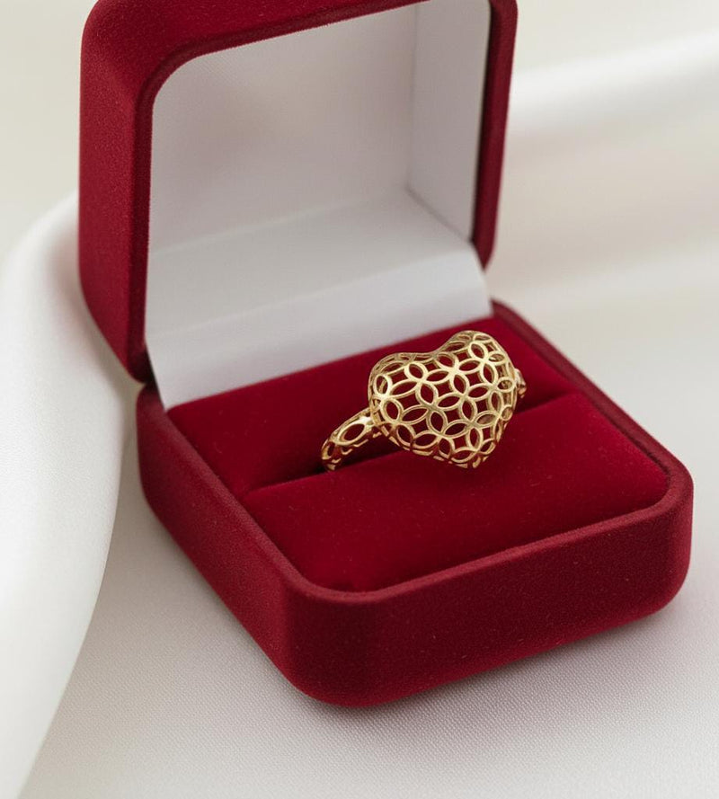 18k Gold Heart Money Ring - 18k Gold Ring - Embellish Gold
