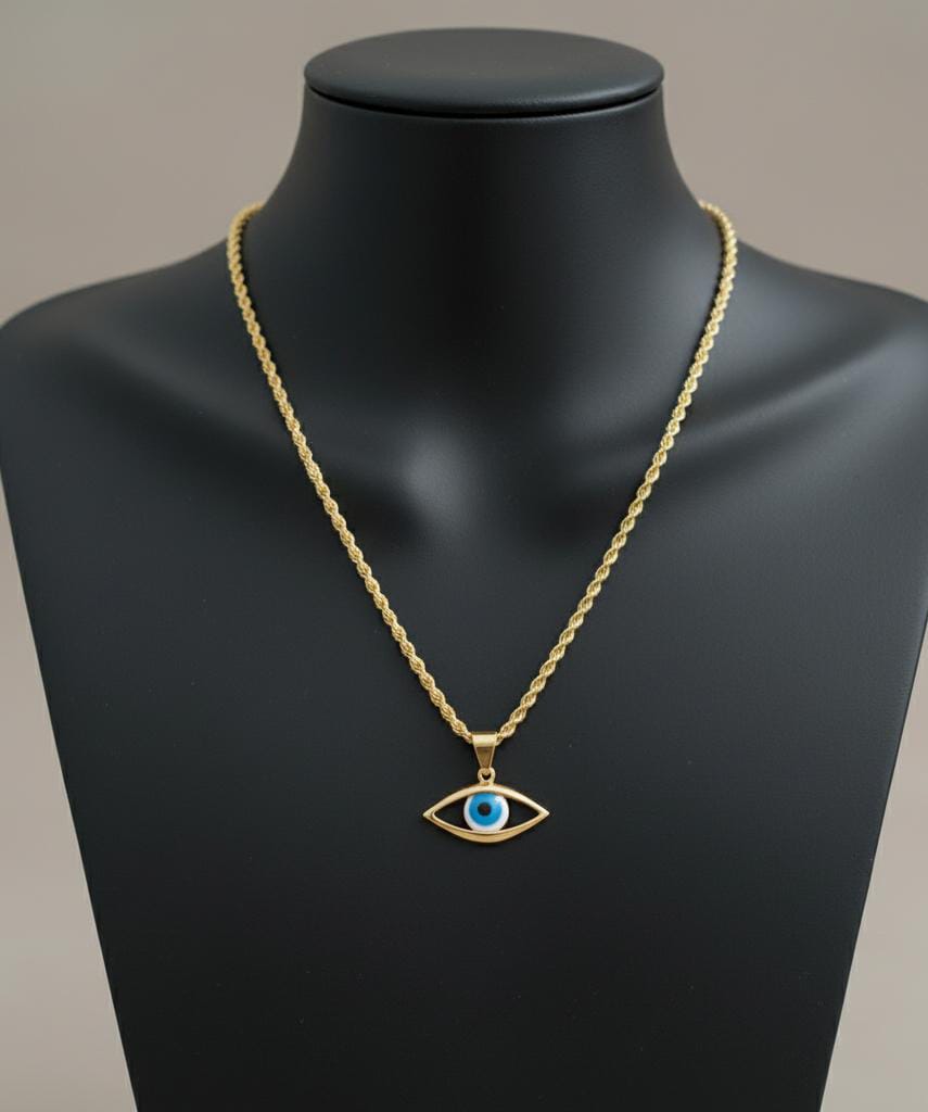 18k Gold Plain Amulet Necklace - 18k Gold Necklace - Embellish Gold
