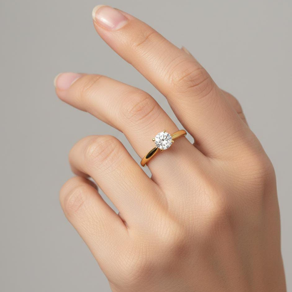 18k Gold Minimalist Stone RIng