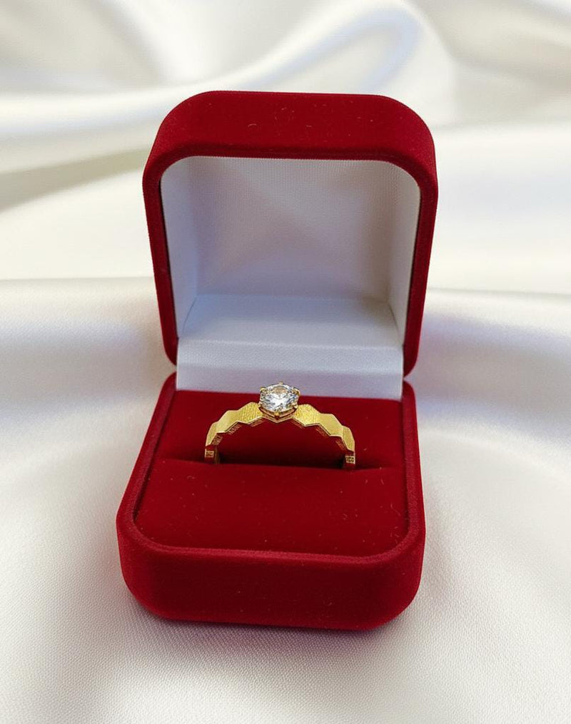 18k Gold Engagement Single Stone Ring - 18k Gold Ring - Embellish Gold