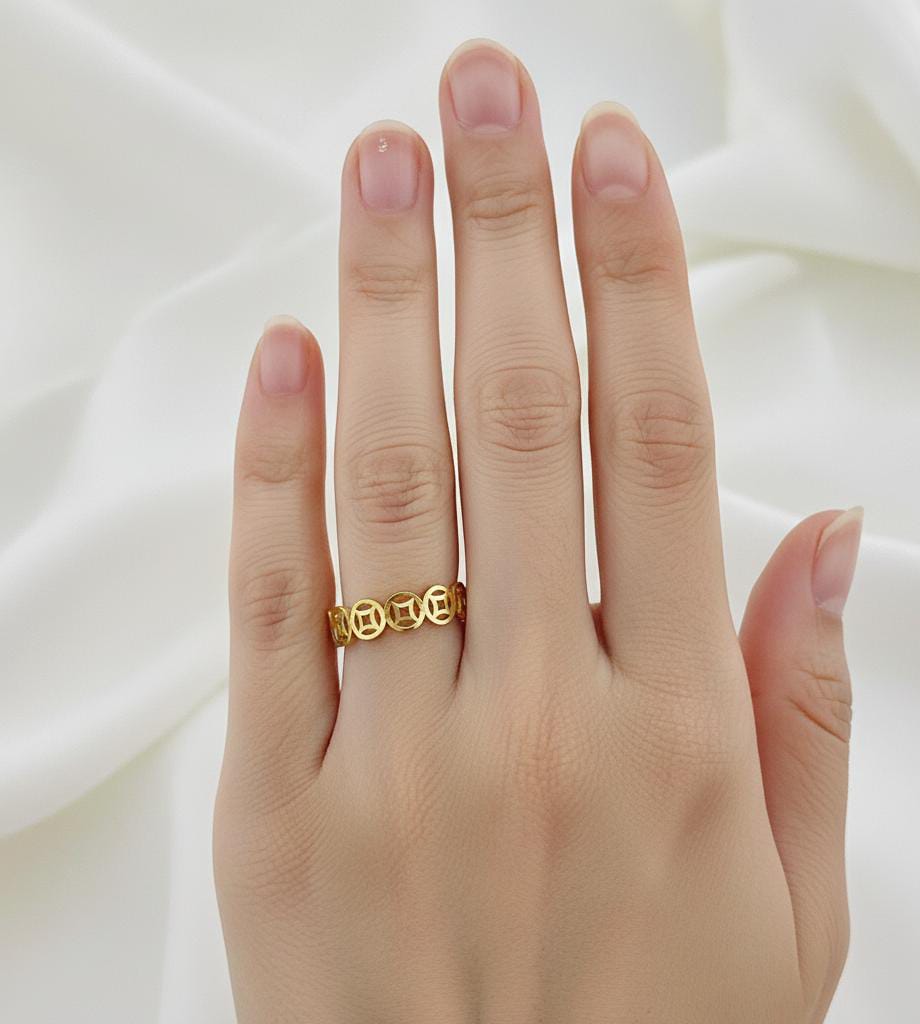 18k Gold Money Ring - 18k Gold Ring - Embellish Gold