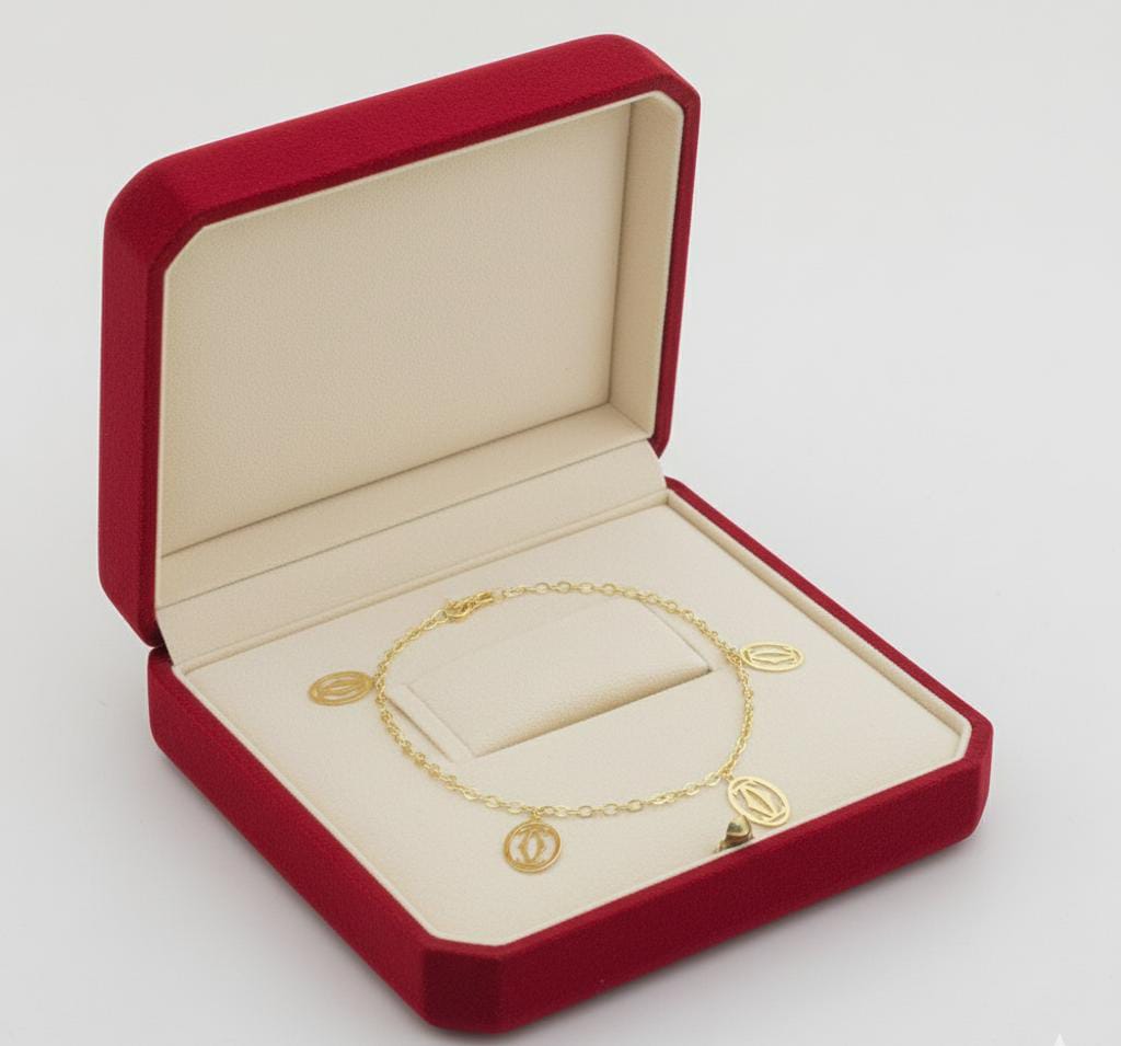 18K Real Gold Alpha 5 Pendant Bracelet