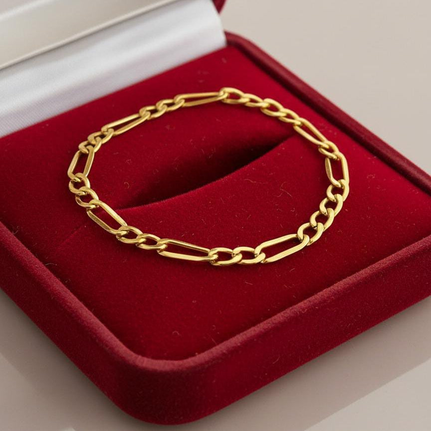 سوار فيجارو من الذهب الحقيقي عيار 18 قيراط