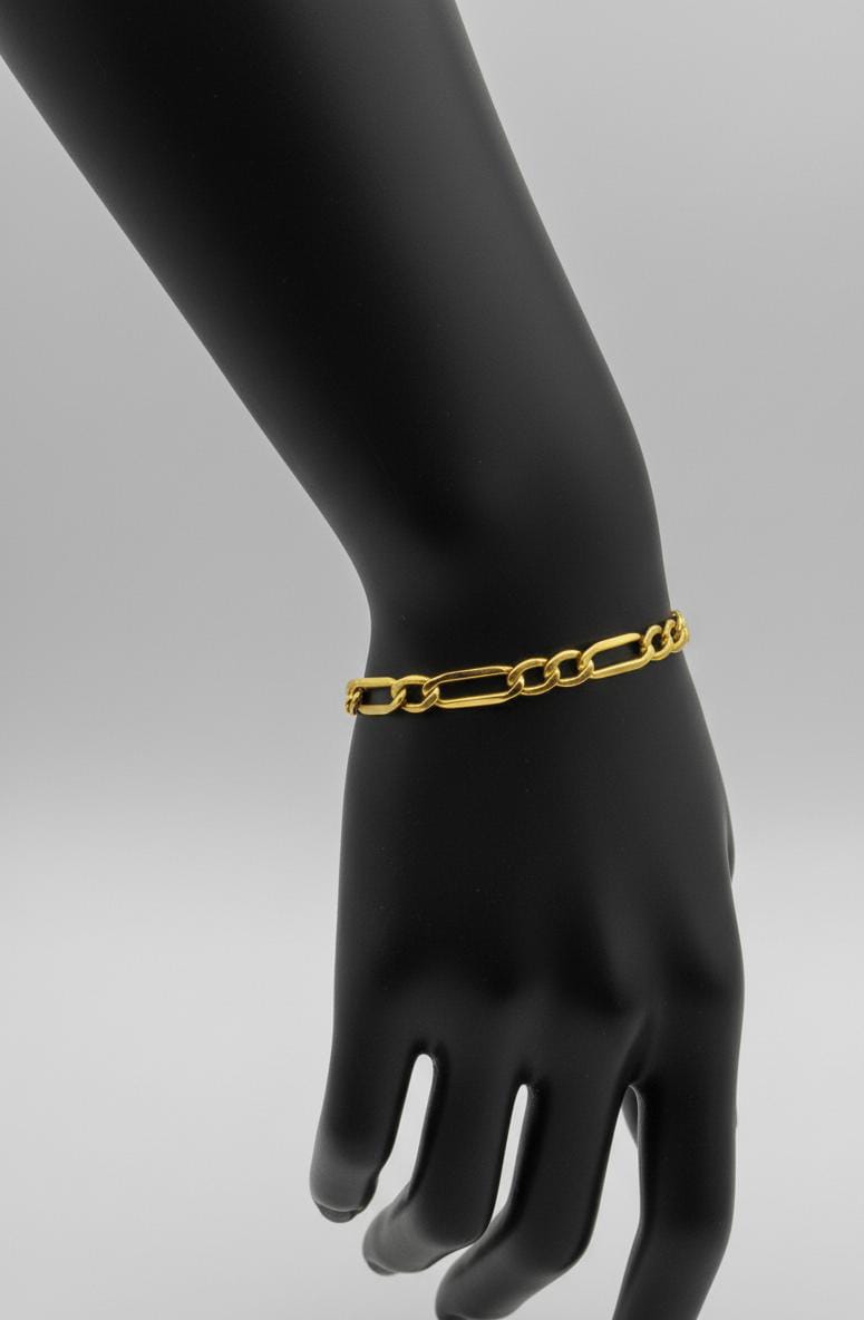18K Real Gold Figaro Bracelet