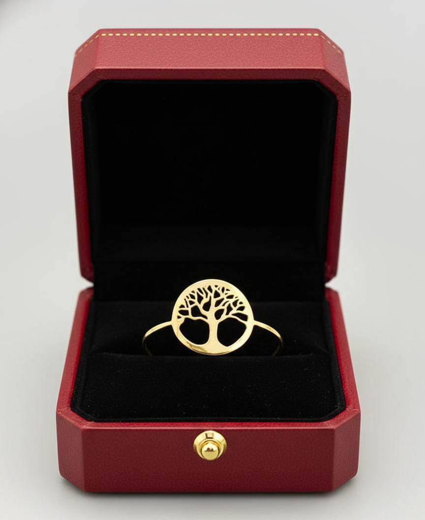 18K Real Gold Life Of Tree Ring