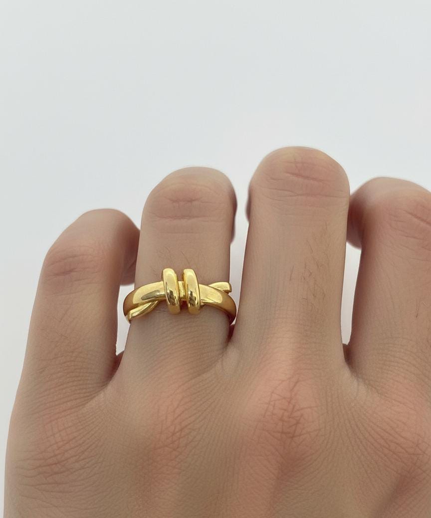 18K Real Gold Twisted Design Ring