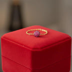 18K Real Gold Pink Swarovski Chain Ring